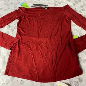 Sarin Mathews Small Red Long Sleeve Boat Neck T Shirt